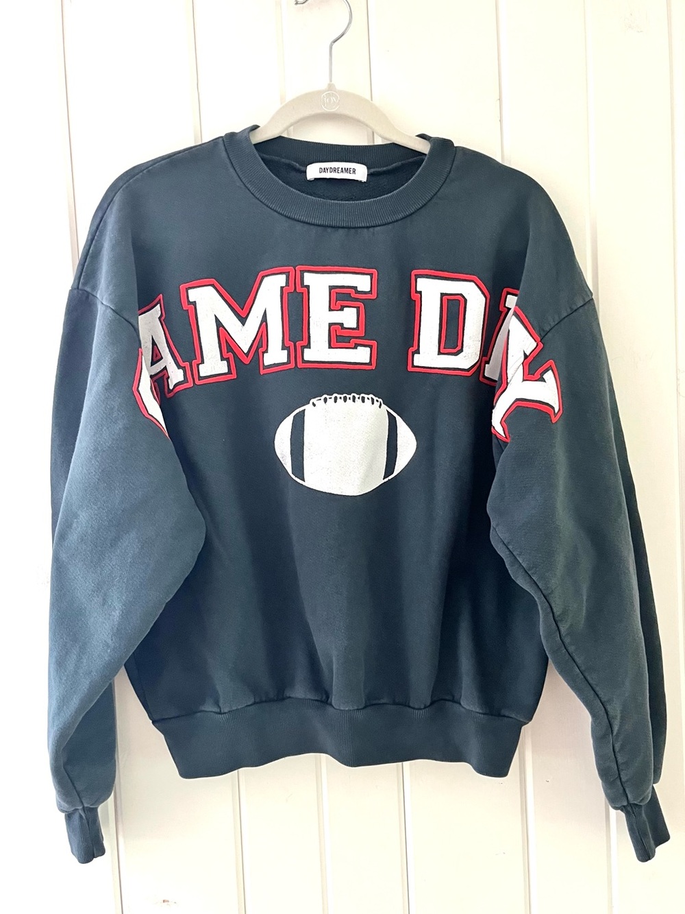 Day Dreamer Navy ‘Game Day’ Oversized Graphic Sweatshirt, Sz XS (P2P 25”) - Picture 2 of 7